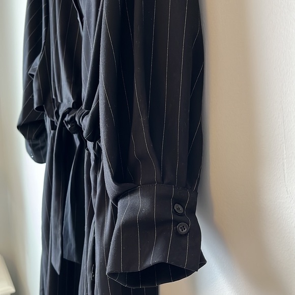 Unique black pin-striped shirt dress from contemporary Italian brand Chepè - Picture 2 of 5